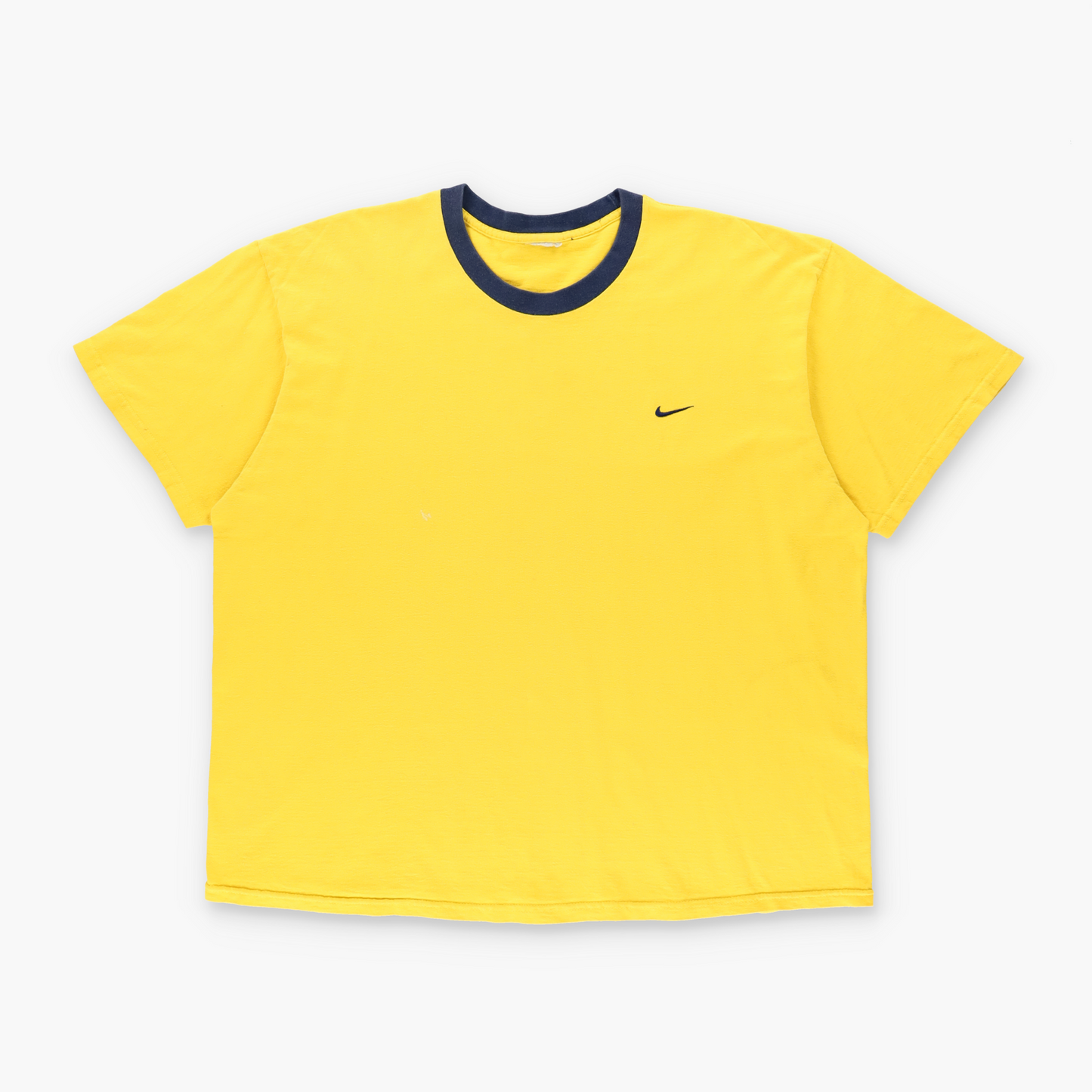 NIKE Yellow & Navy Embroidered Swoosh Logo T-Shirt (L)