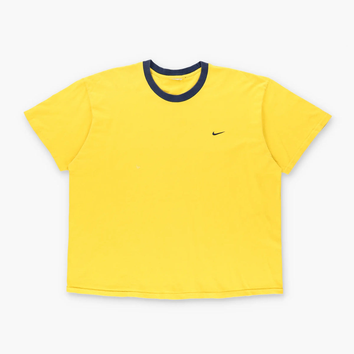 NIKE Yellow & Navy Embroidered Swoosh Logo T-Shirt (L) Vintage Sole Melbourne