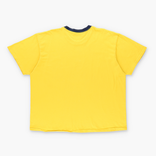 NIKE Yellow & Navy Embroidered Swoosh Logo T-Shirt (L)