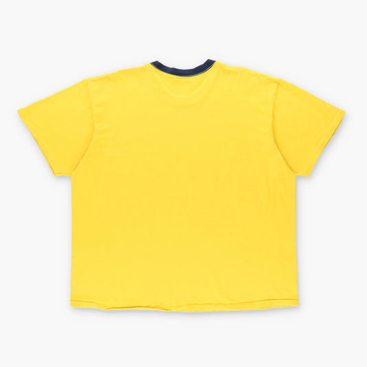 NIKE Yellow & Navy Embroidered Swoosh Logo T-Shirt (L) Vintage Sole Melbourne