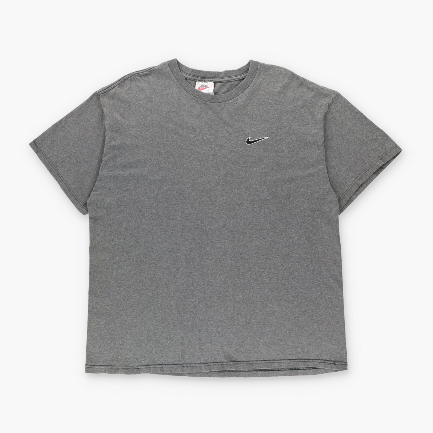 NIKE USA Made Dark Grey & Black Embroidered Swoosh Logo Tee (L)