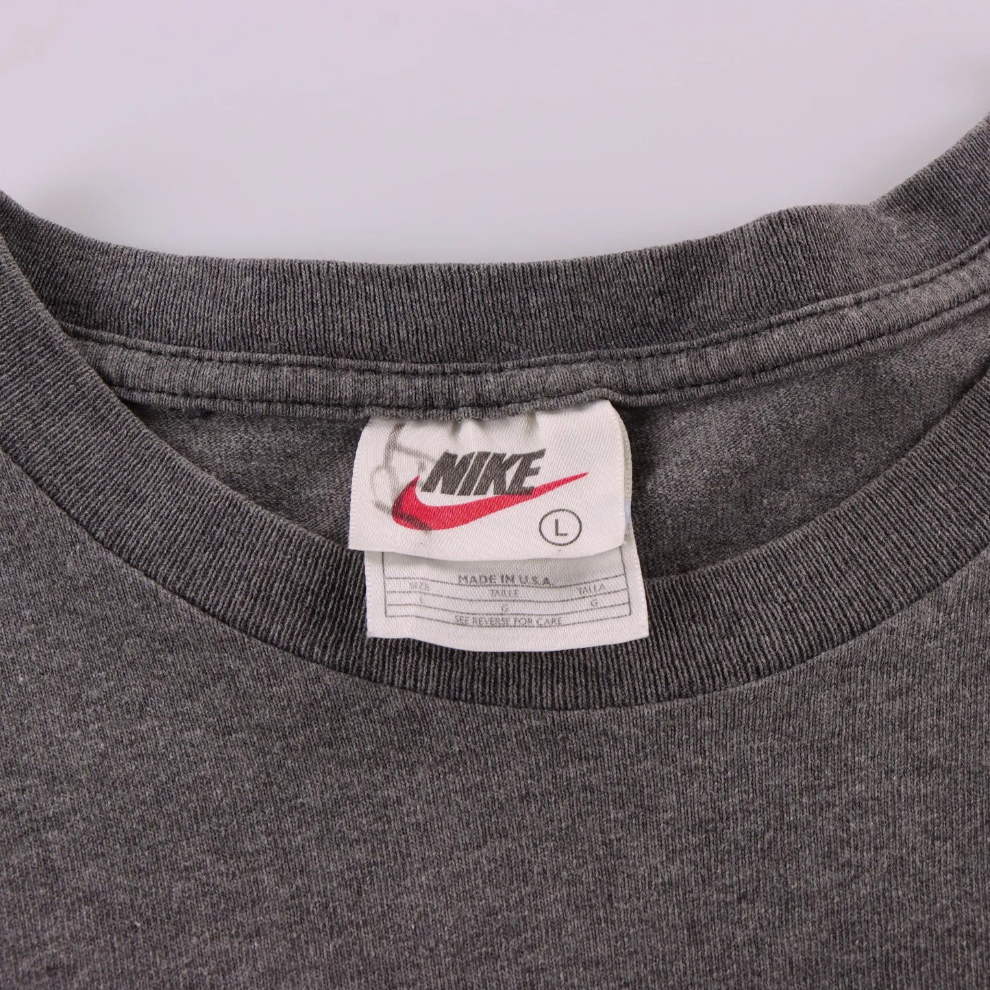 NIKE USA Made Dark Grey & Black Embroidered Swoosh Logo Tee (L) Vintage Sole Melbourne