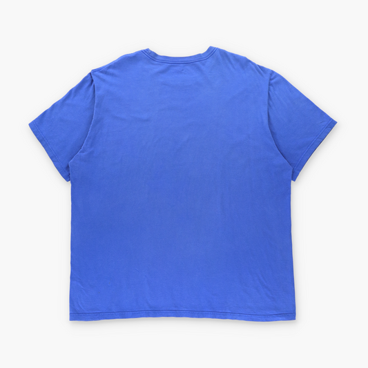 NIKE Blue & White Regular Fit Embroidered Swoosh Logo Tee (XXL)