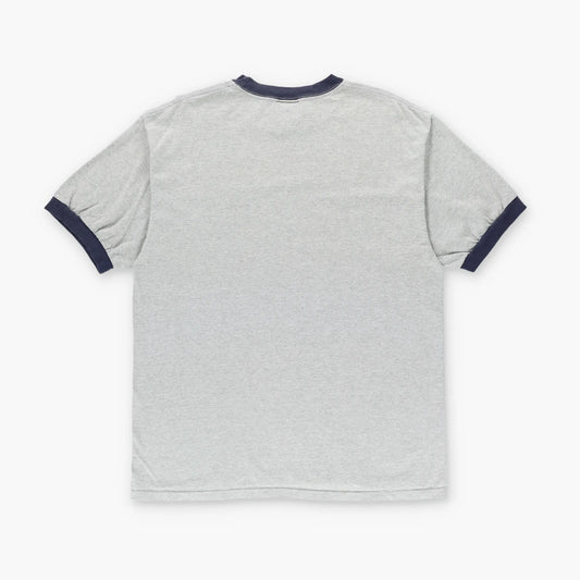 NIKE Light Grey & Navy Embroidered Swoosh Logo Ringer Tee (L-XL) Vintage Sole Melbourne
