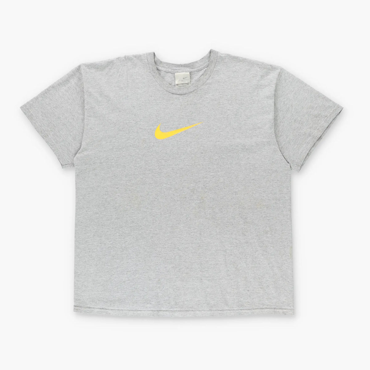 NIKE Yellow & Heather Grey Swoosh Logo Graphic Tee (XL) Vintage Sole Melbourne