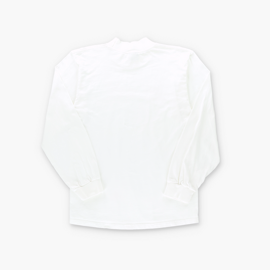 NIKE White & Black Mock Neck Embroidered Logo Long Sleeve Tee (M)