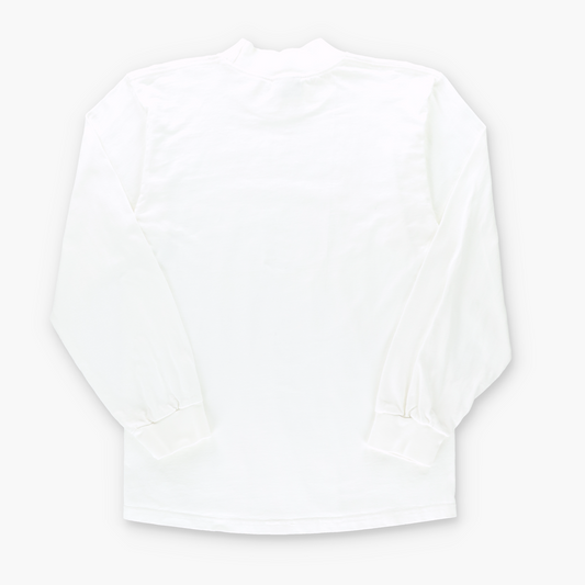 NIKE White & Black Mock Neck Embroidered Logo Long Sleeve Tee (M)