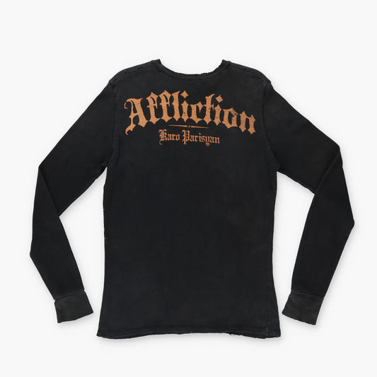 AFFLICTION Karo Parisyan MMA Distressed Y2K Thermal Long Sleeve (M) Vintage Sole Melbourne