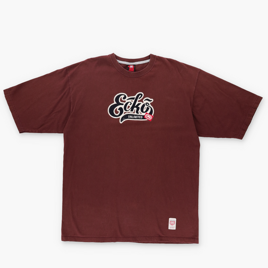 ECKO UNLIMITED Rubber Print Logo Brown Oversized T-Shirt (XL-XXL)
