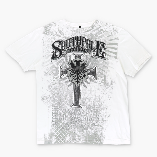 SOUTHPOLE Y2K All Over Print Beaded Logo Cross T-Shirt (XL)