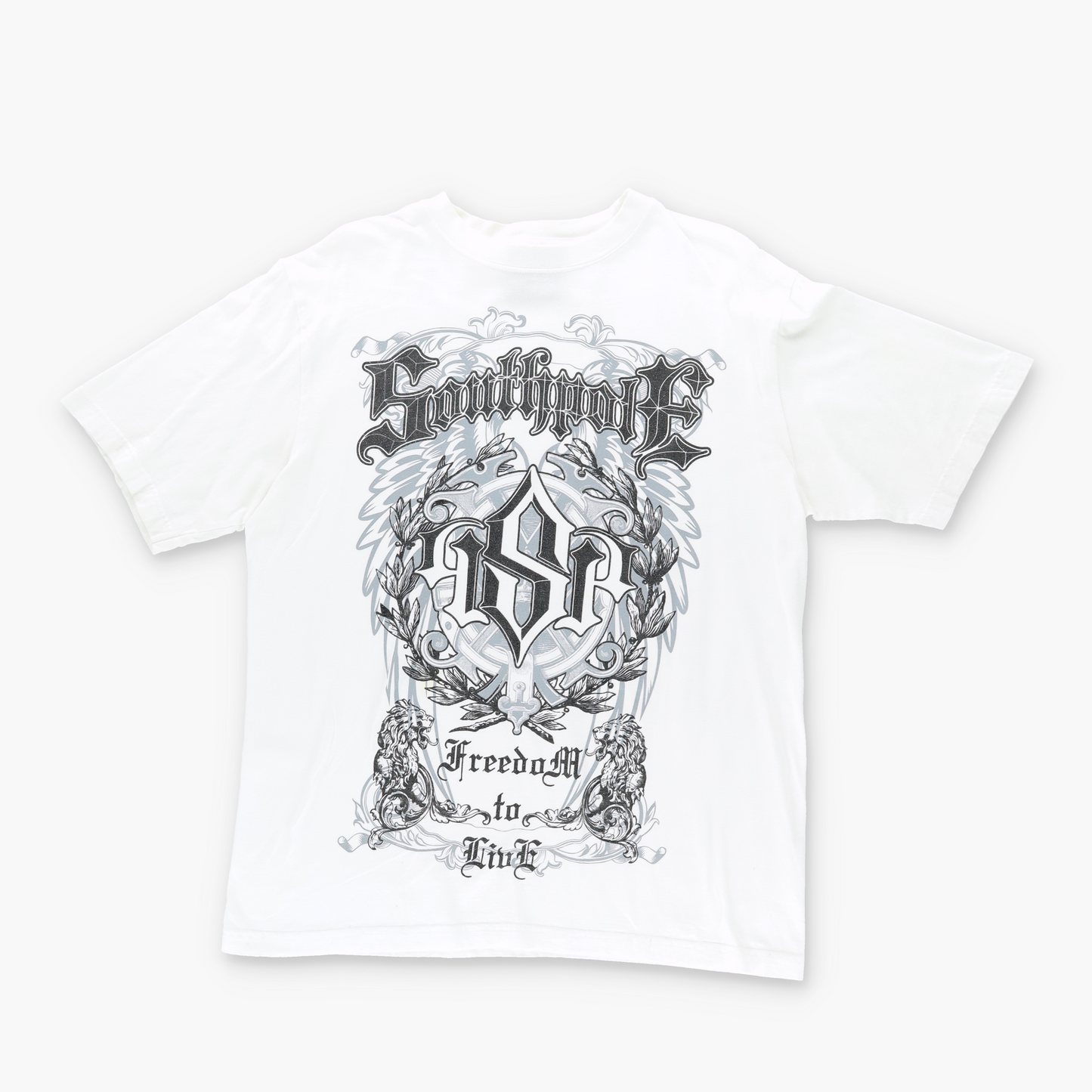 SOUTHPOLE 'Freedom to Live' Y2K Punk Graphic T-Shirt (L-XL)
