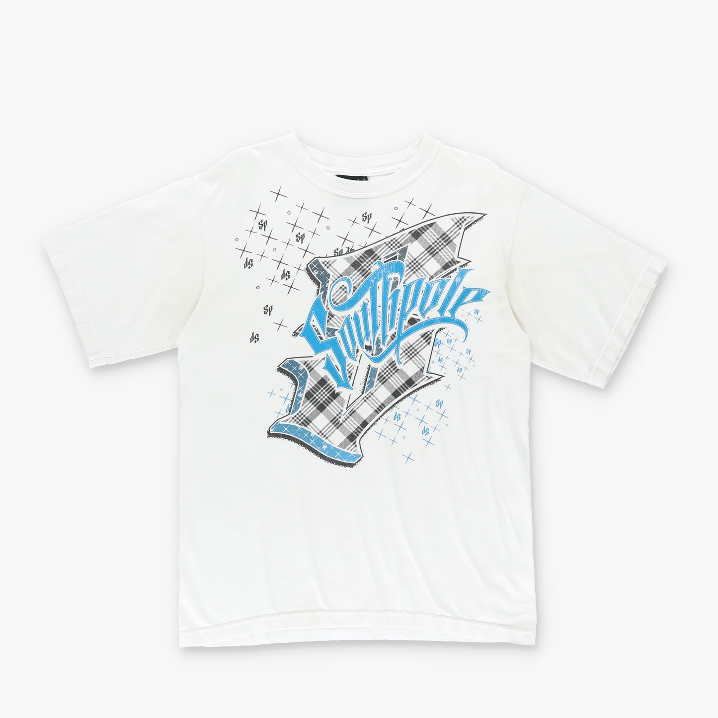 SOUTHPOLE Y2K Spell Out Plaid Graphic Streetstyle T-Shirt (XL)