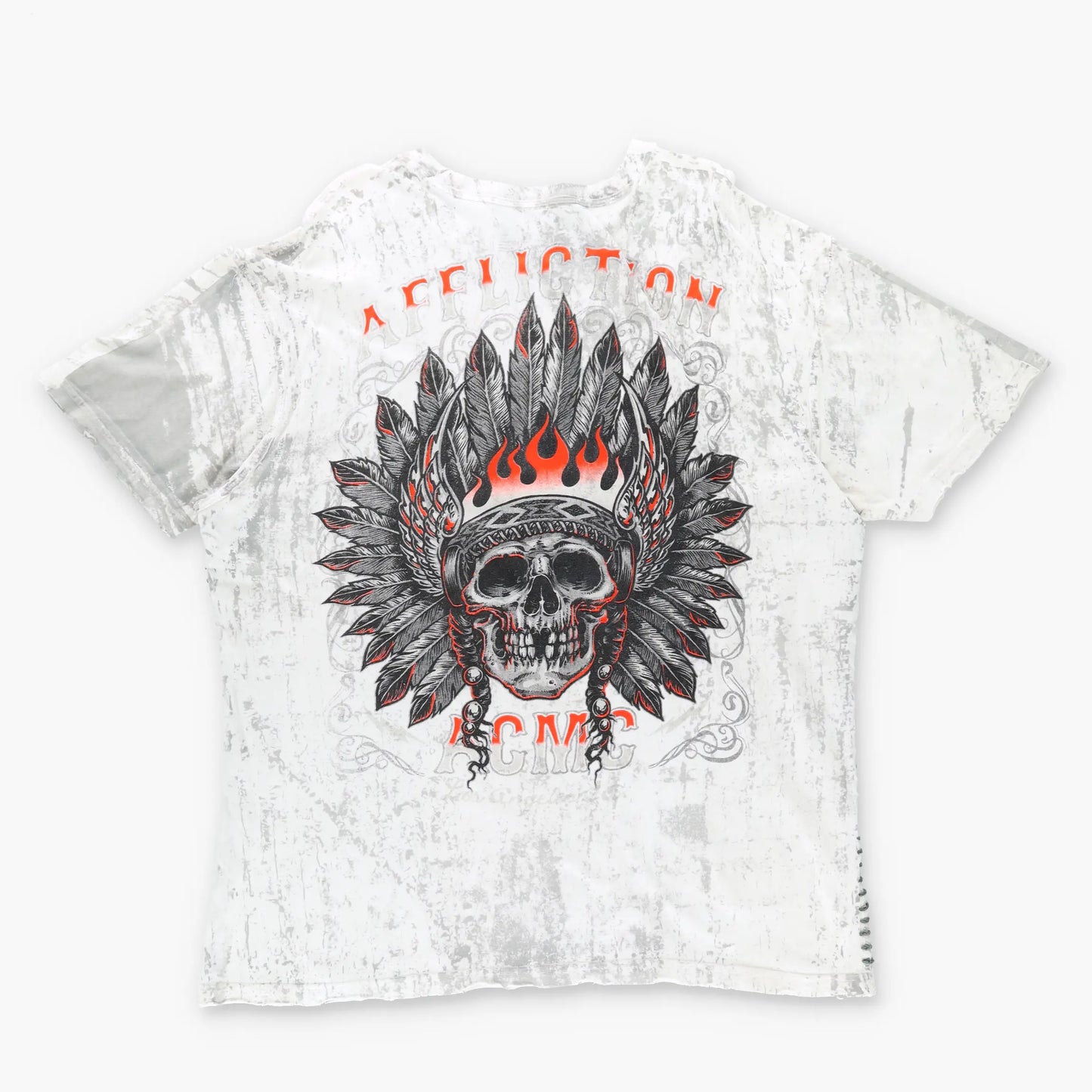 AFFLICTION 'Live Fast' Y2K Punk Skull Graphic Side Stitch T-Shirt (XL-XXL) Vintage Sole Melbourne