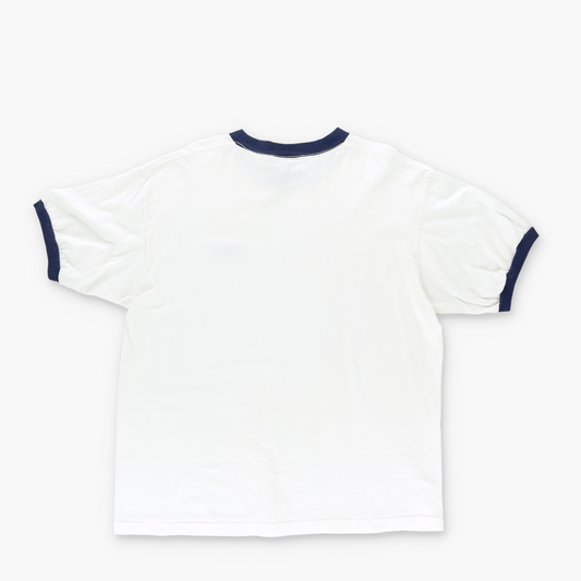REEBOK White Navy Embroidered Logo Cuffed Sleeve T-Shirt (L-XL)