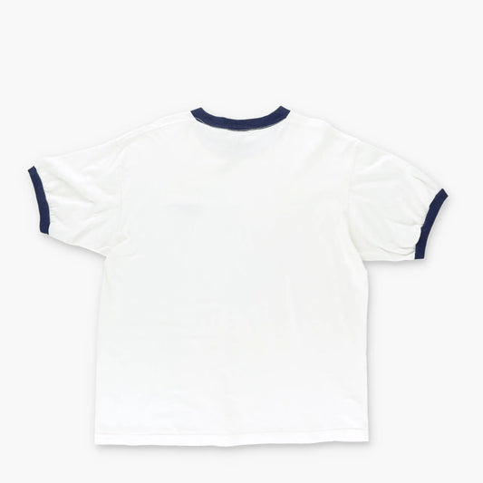 REEBOK White Navy Embroidered Logo Ringer Sleeve T-Shirt (L-XL) Vintage Sole Melbourne