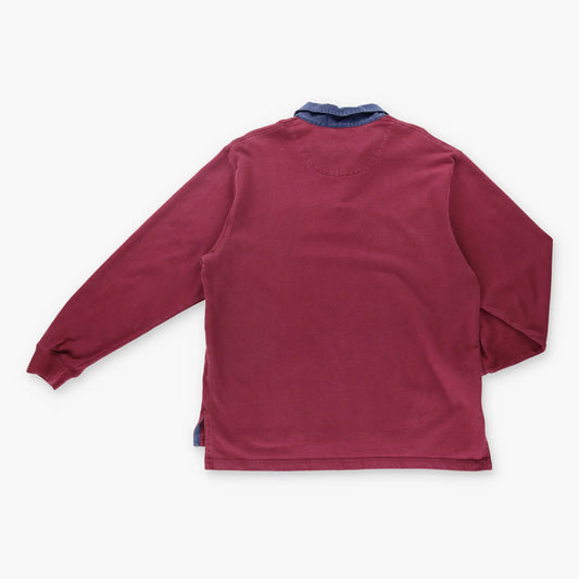Vintage POLO RALPH LAUREN Maroon & Navy Embroidered Logo Rugby Sweatshirt (L-XL) Vintage Sole Melbourne