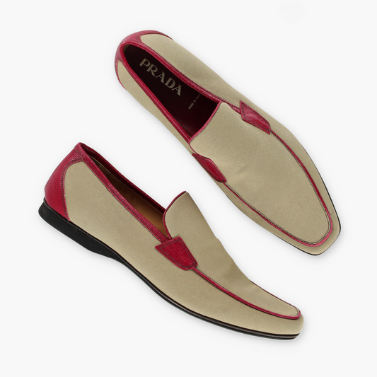 PRADA Beige & Red Loafers Italy Made (12)