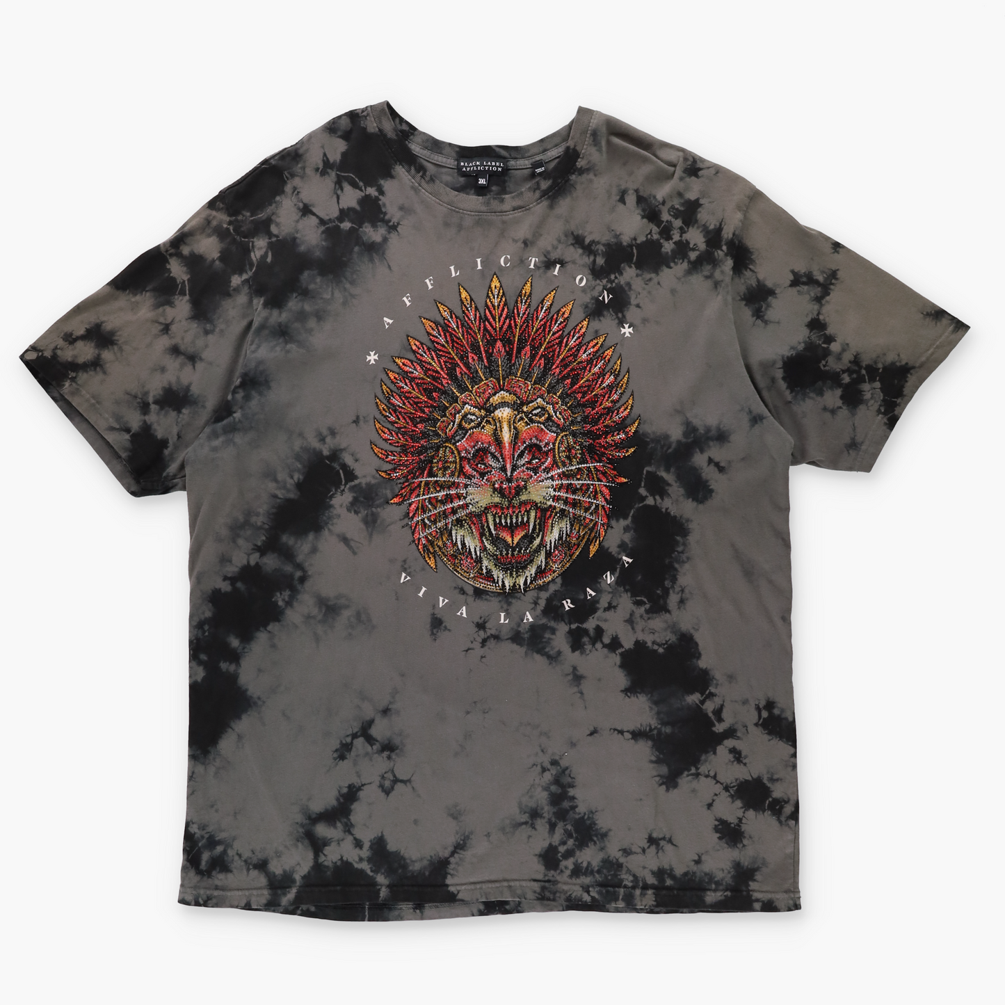AFFLICTION Y2K Embellished Skull Lion Tie Dye Tee (3XL)