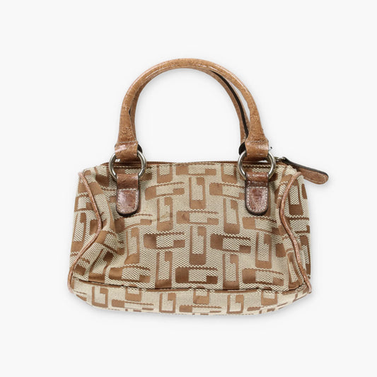 Vintage GUESS Studded Logo Brown & Cream Y2K Mini Bag