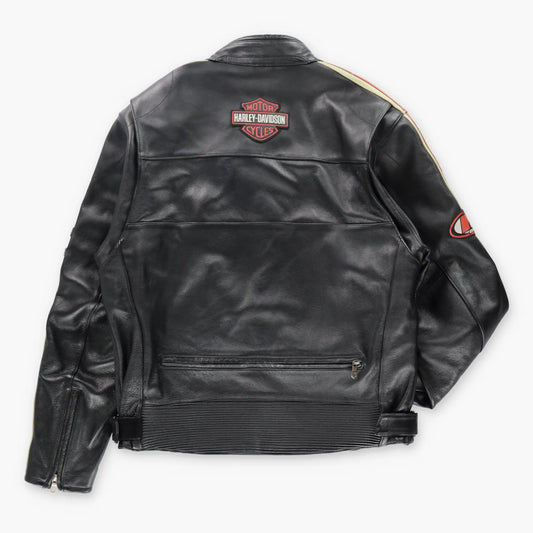 HARLEY DAVIDSON Cruiser Embroidered Logo #1 Genuine Leather Motorcycle Jacket (XL) - Vintage Sole Melbourne