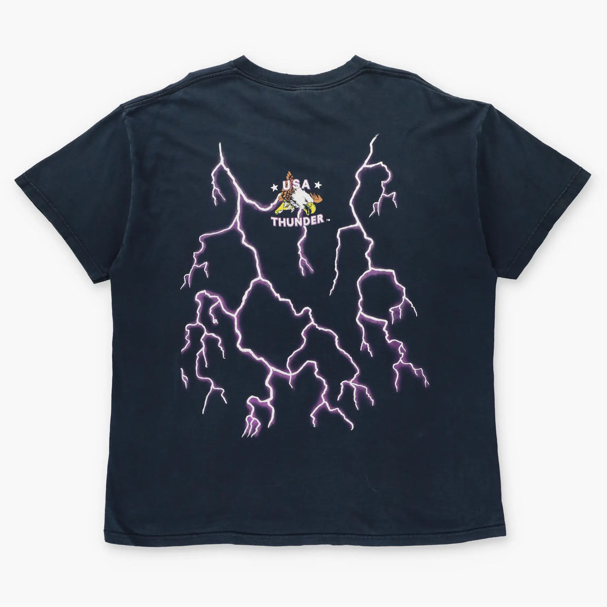 Americana Style Eagle & Lightning "The Legend Lives" Double Sided Black T-Shirt (XXL) - Vintage Sole Melbourne