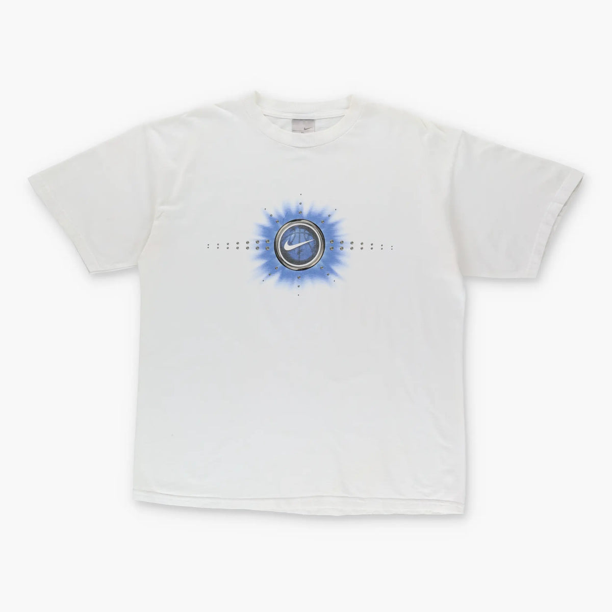 Vintage NIKE Large Central Blue Swoosh Logo T-Shirt (XL)