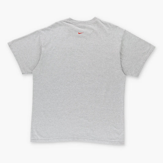 Vintage NIKE Embroidered Spell Out Swoosh Logo Grey & Orange Tee (L)