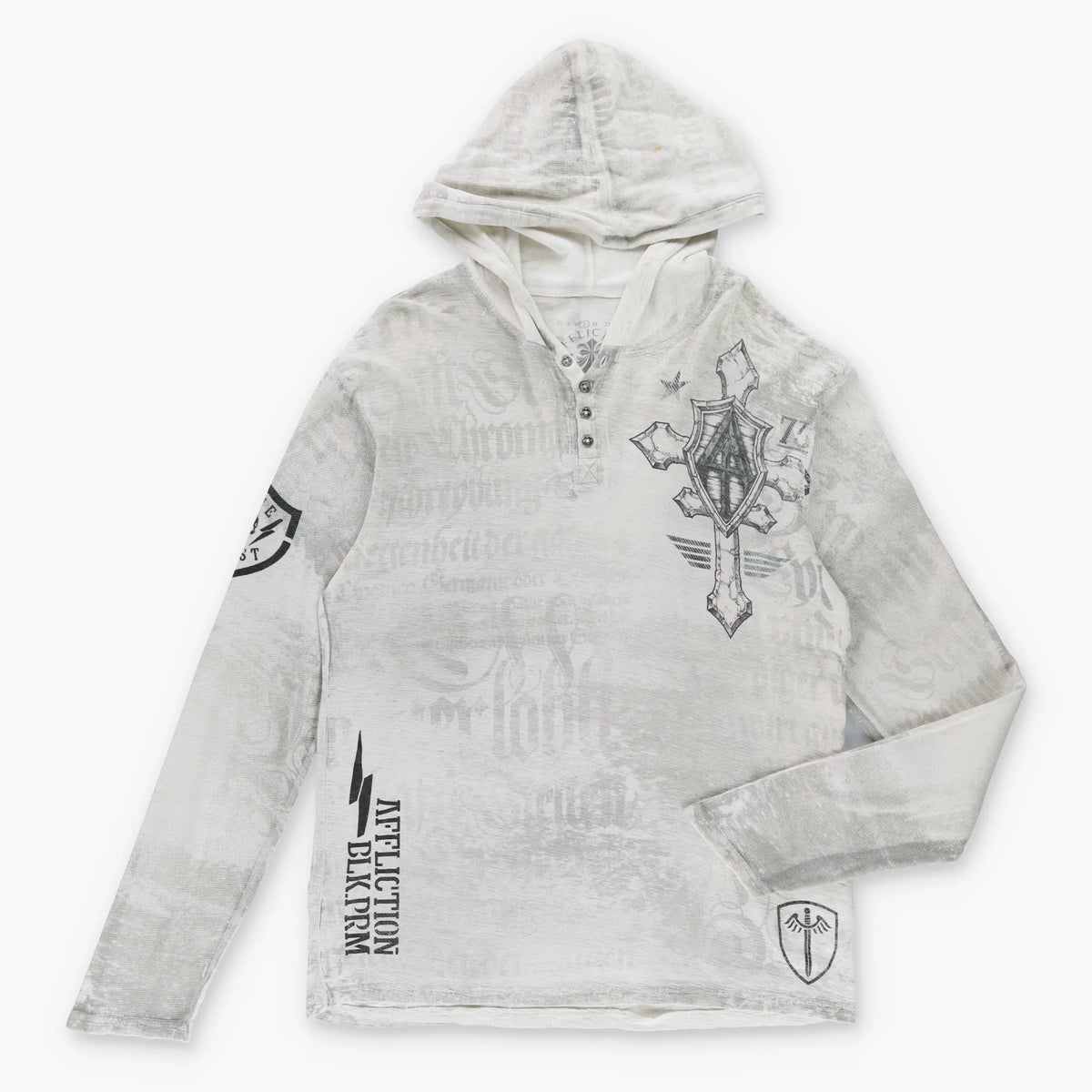 Vintage AFFLICTION Y2K Cross Wing USA Made Hooded Sweatshirt *Aubs Vintage Sole Melbourne