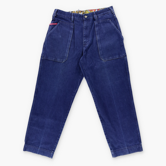 PLATINUM FUBU 'Fat Albert' Embroidered Cartoon Dark Wash Jeans (36)
