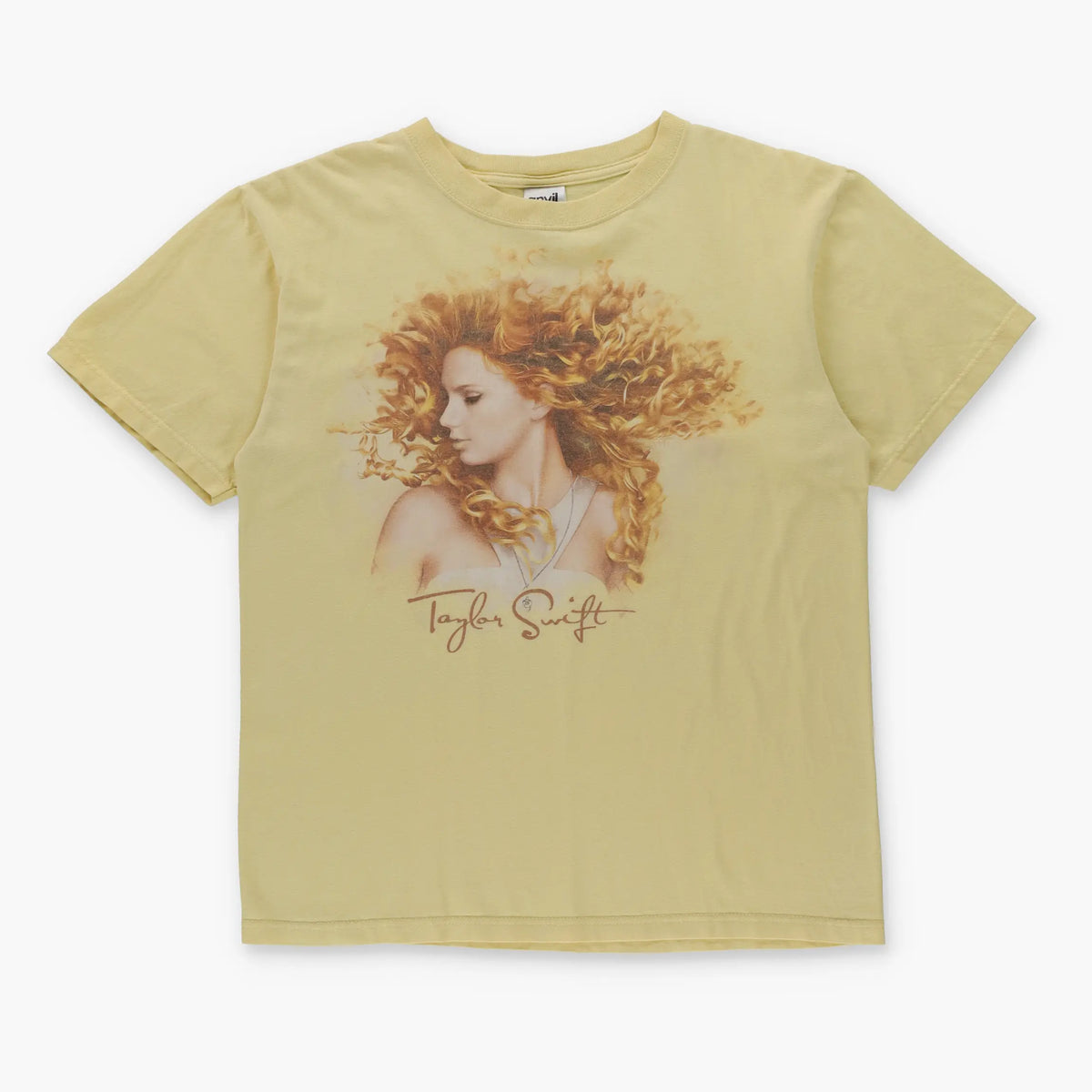 Taylor Swift 'Fearless' Tour Light Yellow ANVIL T-Shirt (M) Vintage Sole Melbourne