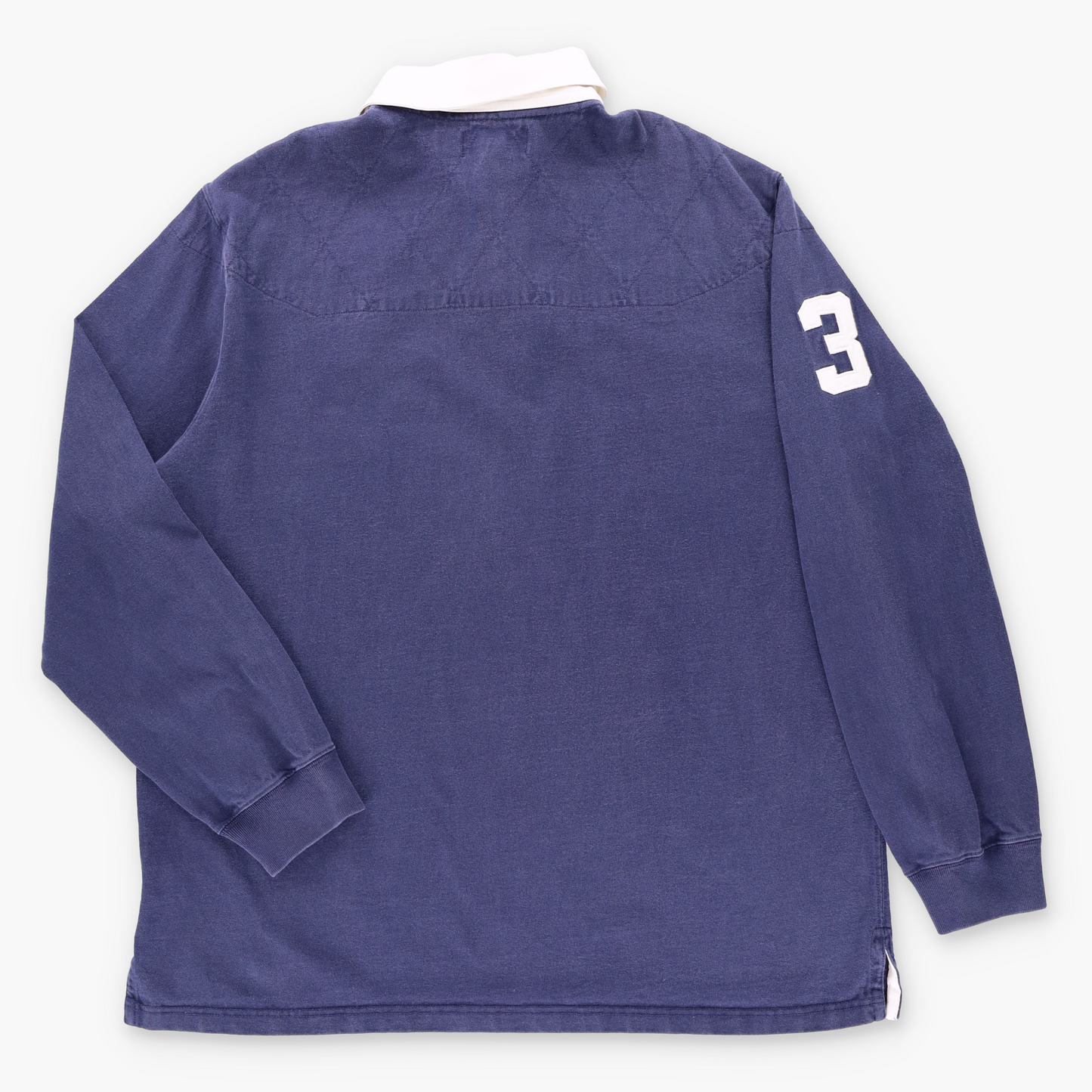 RALPH LAUREN POLO Navy Blue & White Embroidered Big Pony Rugby Sweatshirt (XL)
