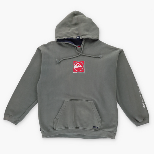 QUIKSILVER Grey Centre Logo Hooded Surf Sweatshirt (L)