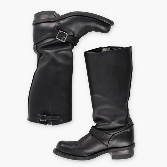 FRYE 'Veronica' Black Buckle Motorcycle Boots (Women's 10) - Vintage Sole Melbourne