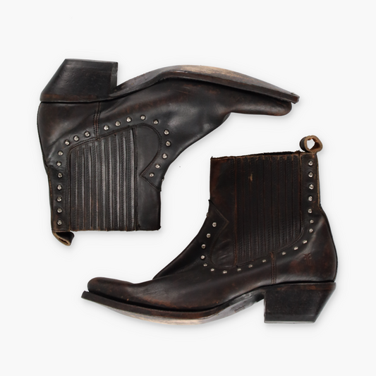 FRYE 'Sacha' Stud Chelsea Brown Leather Ankle Boots (8.5 B)