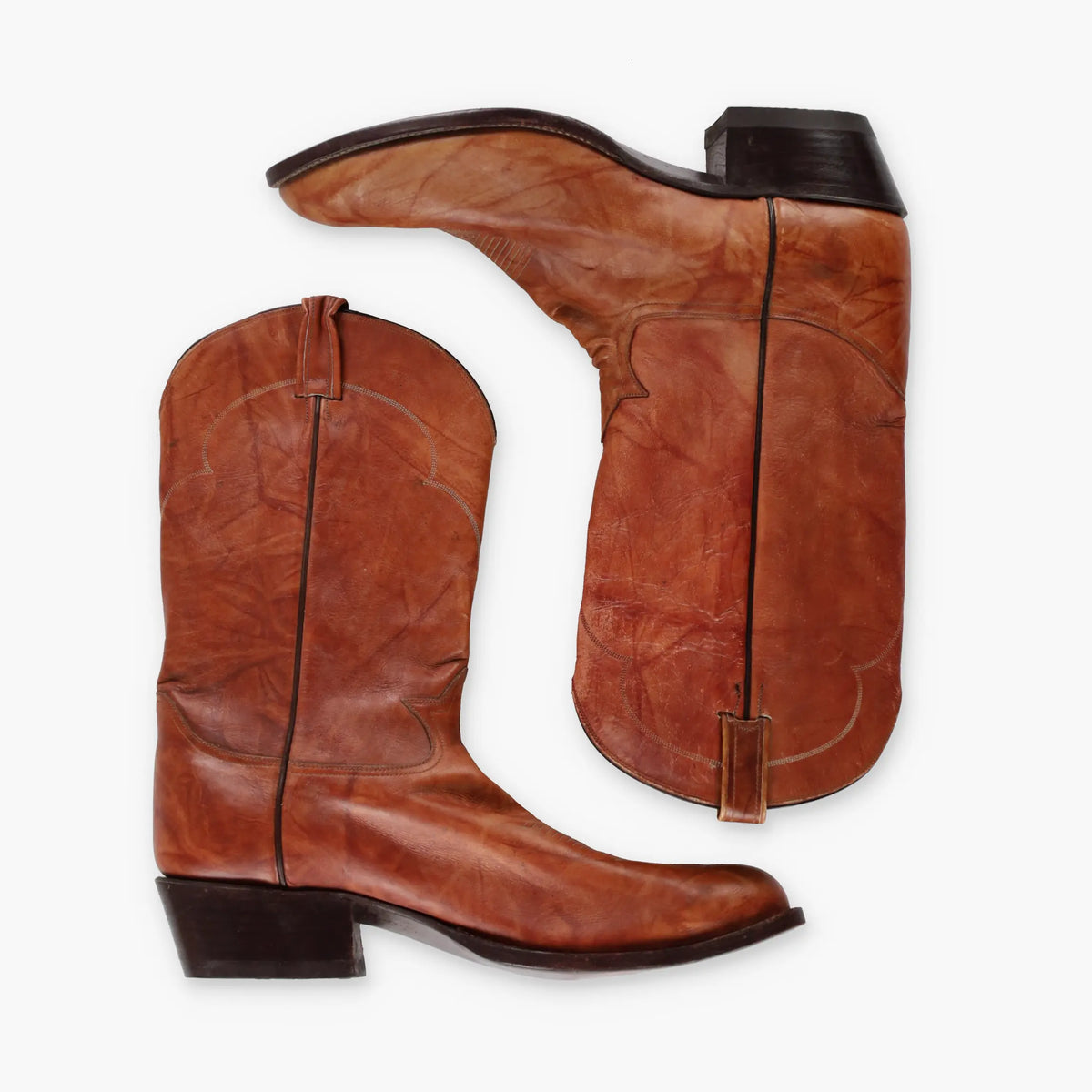 TONY LAMA Embroidered USA Made Tan Leather Western Cowboy Boots (17 B) - Vintage Sole Melbourne