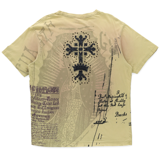 Guadalupe & Rhinestone Embellished Cross Patch EDWARD DADA All Over Print T-Shirt (L)