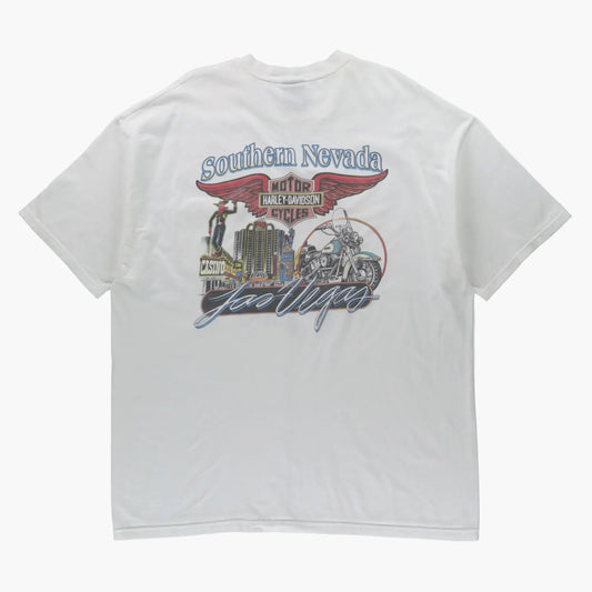 HARLEY DAVIDSON Double Sided Phoenix & Las Vegas Strip White Front Pocket Tee USA Made (XXL-XXXL) - Vintage Sole Melbourne
