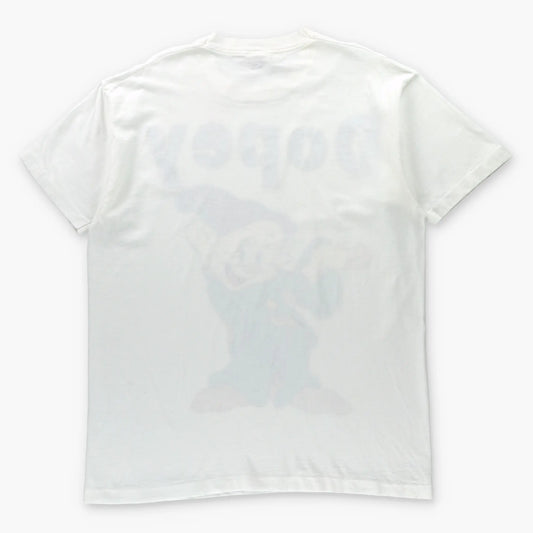 DISNEY 'Dopey' Puffy Spell Out Graphic White Tee (L) - Vintage Sole Melbourne