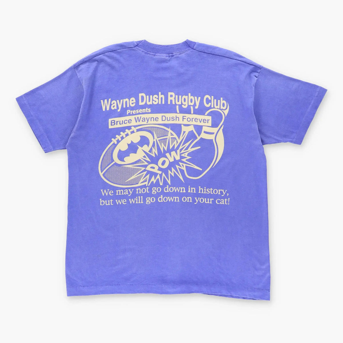 Vintage 1995 Rugby Club Merch Batman Comedy Purple Tee (L-XL) Vintage Sole Melbourne