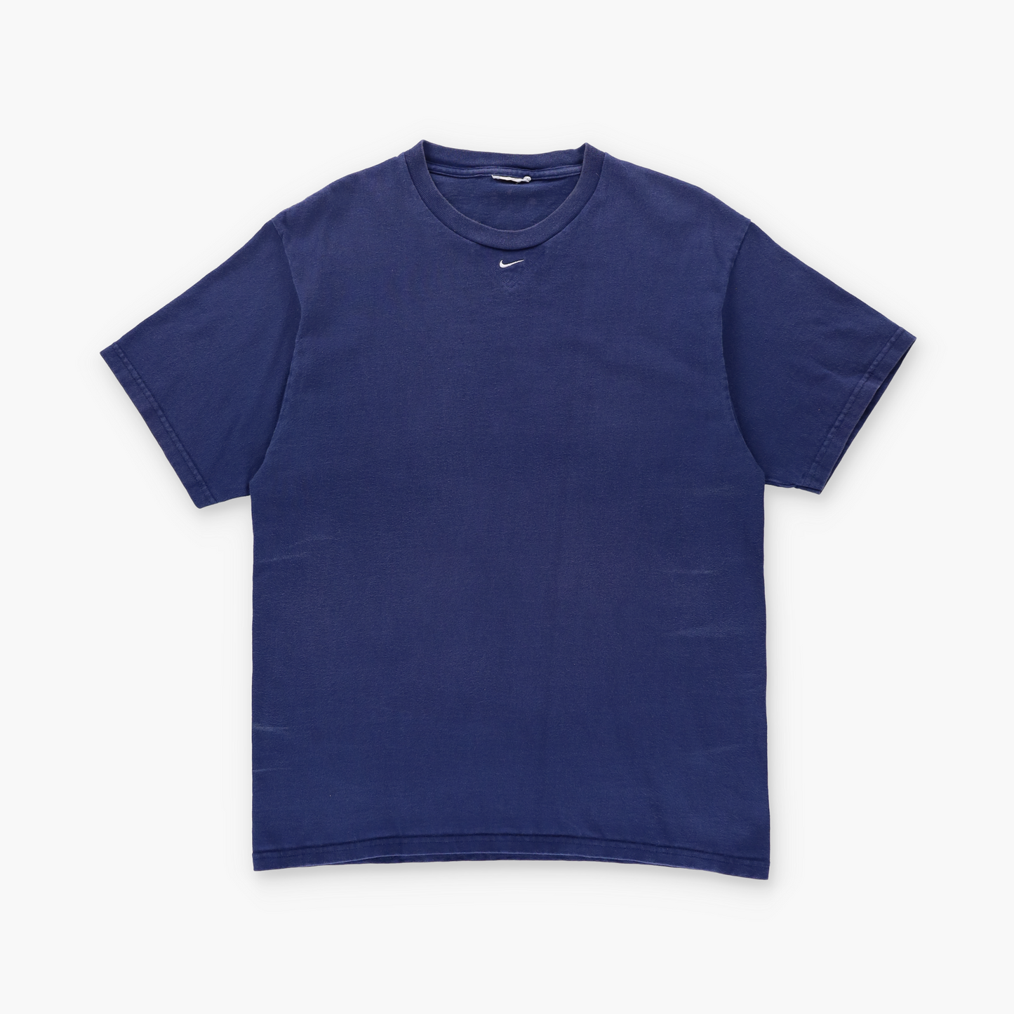 NIKE Navy & White Embroidered Centre Logo Tee (M)