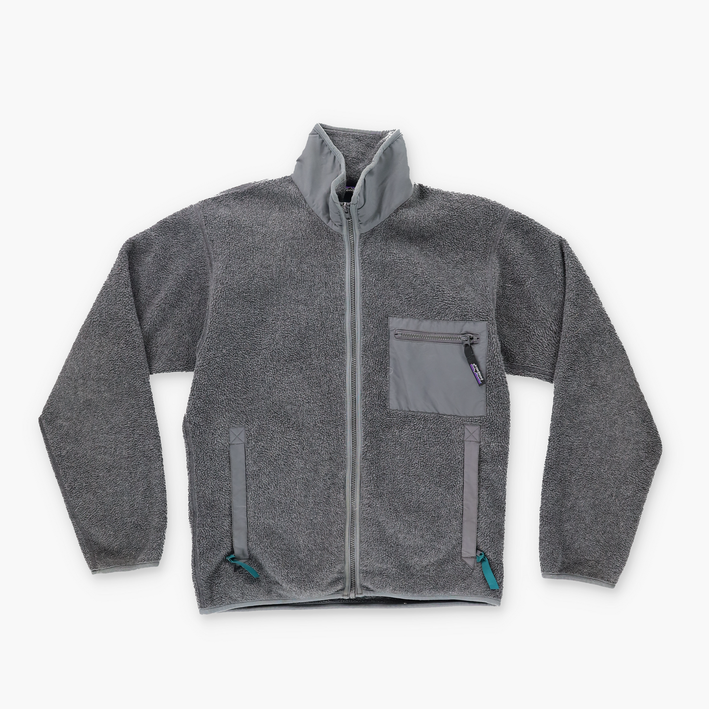 PATAGONIA 'USA Made' Vintage 1 Pocket Grey Zip-Up Fleece Jacket (S)