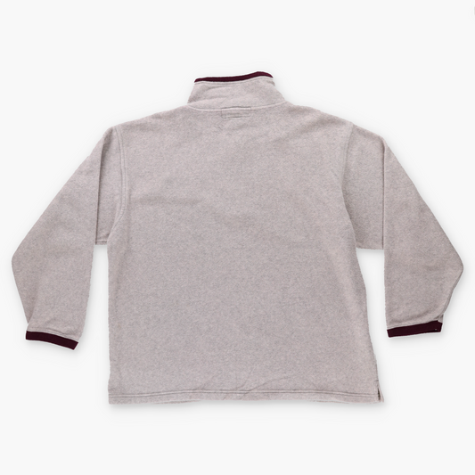 BIG DOGS St Bernard Autumn Embroidered Graphic Grey & Maroon 1/4 Zip Fleece Sweatshirt (L) *ruby