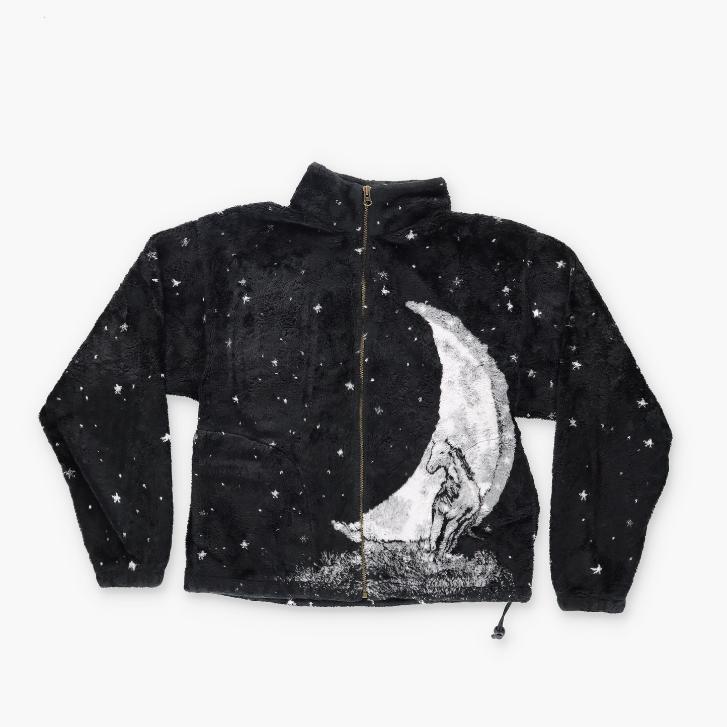OUTBACK 'CANADA Made' Horse Moon Starry Night Graphic Fleece Zip-Up Sweatshirt (S-M)