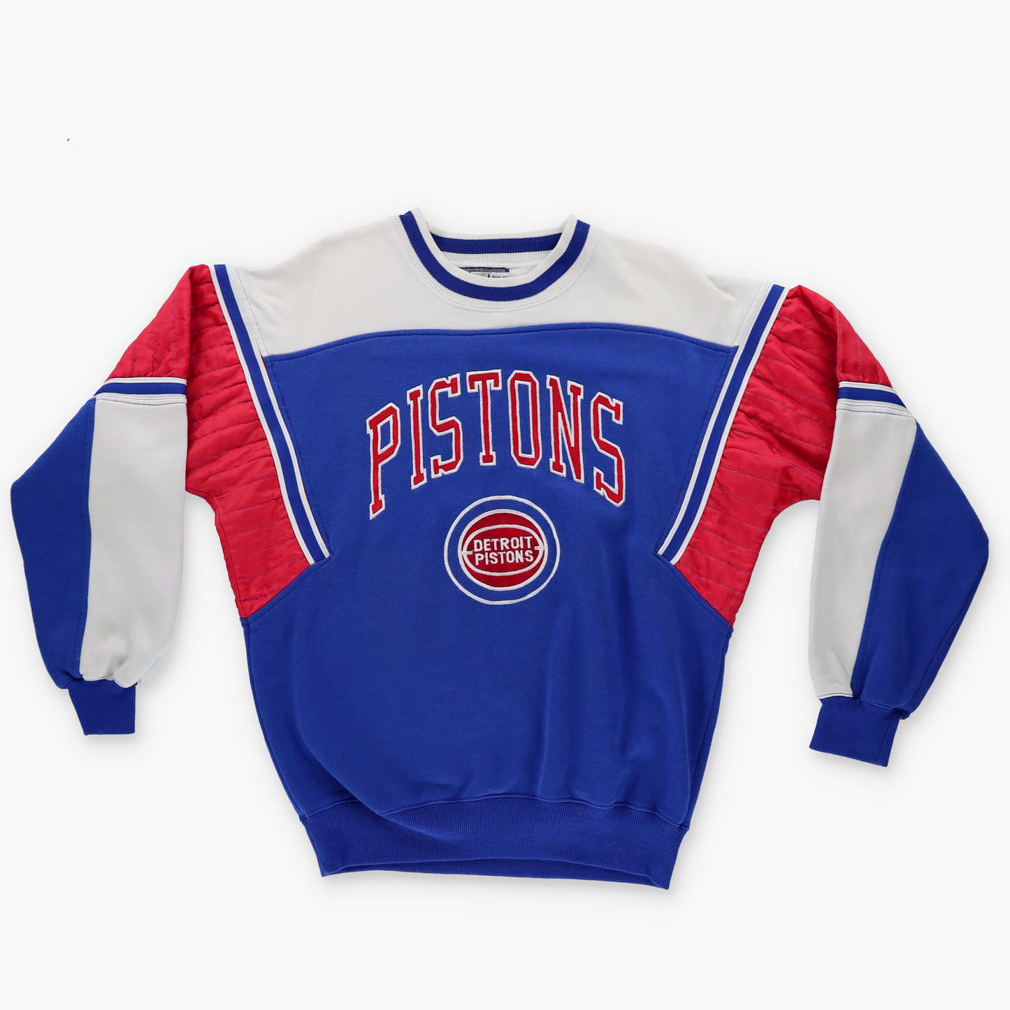 NBA 80s Detroit Pistons 'KOREA Made' Tri-Colour Embroidered Logo Sweatshirt (L)