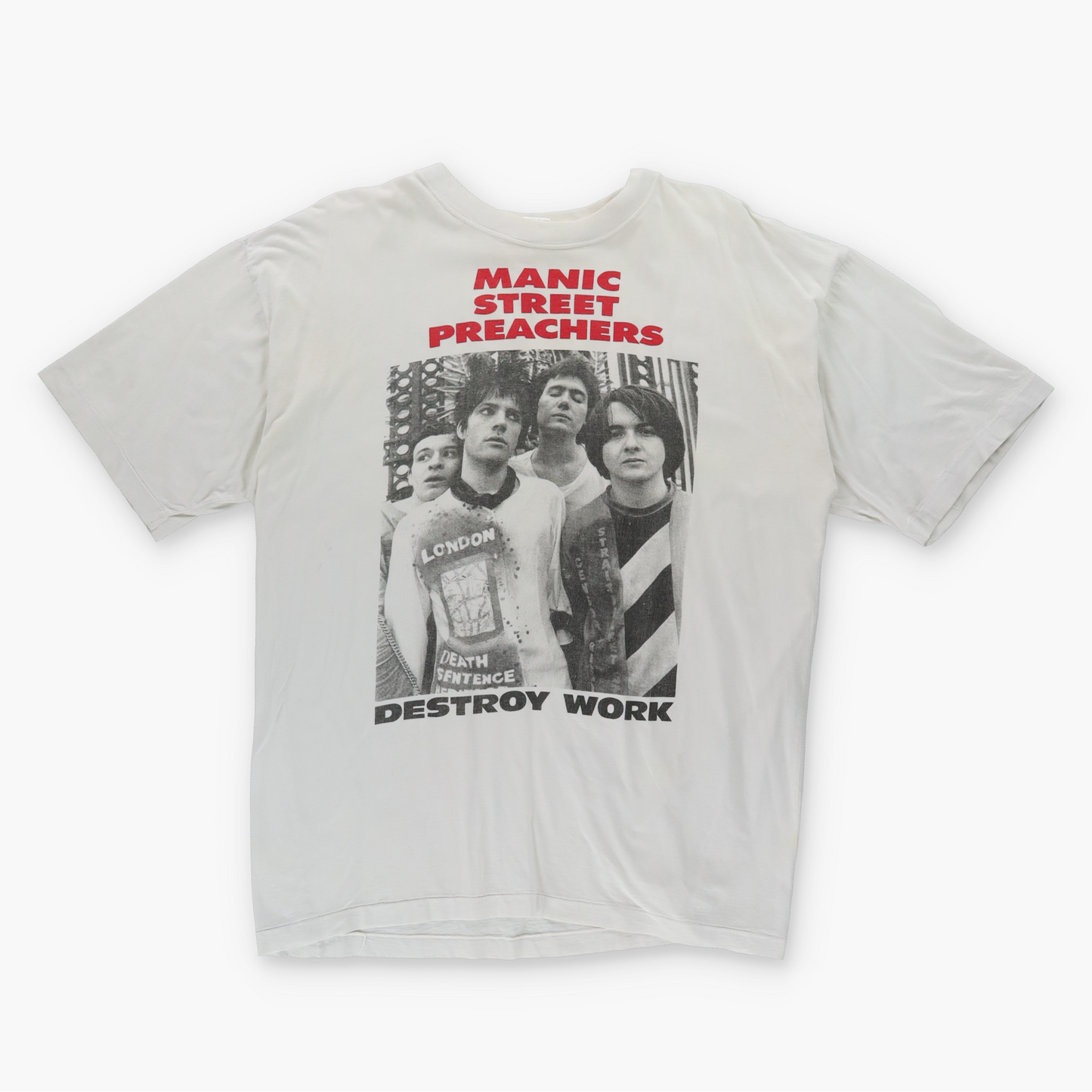 Manic Street Preachers 'Destroy Work' 80s Band Single Stitch T-Shirt (L)