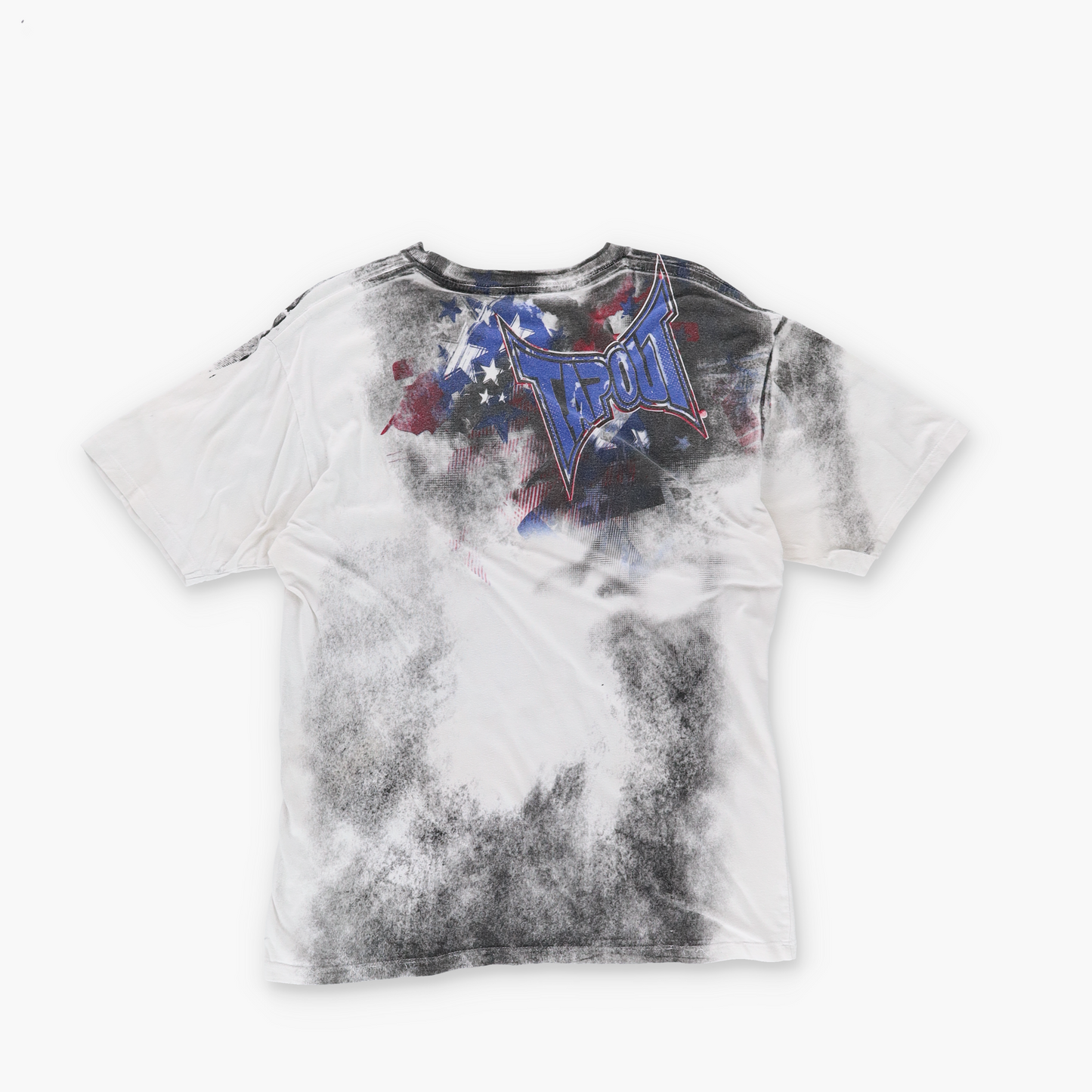TAPOUT Y2K Punk Grunge All Over Stars & Stripes USA Paint Graphic T-Shirt (S-M)