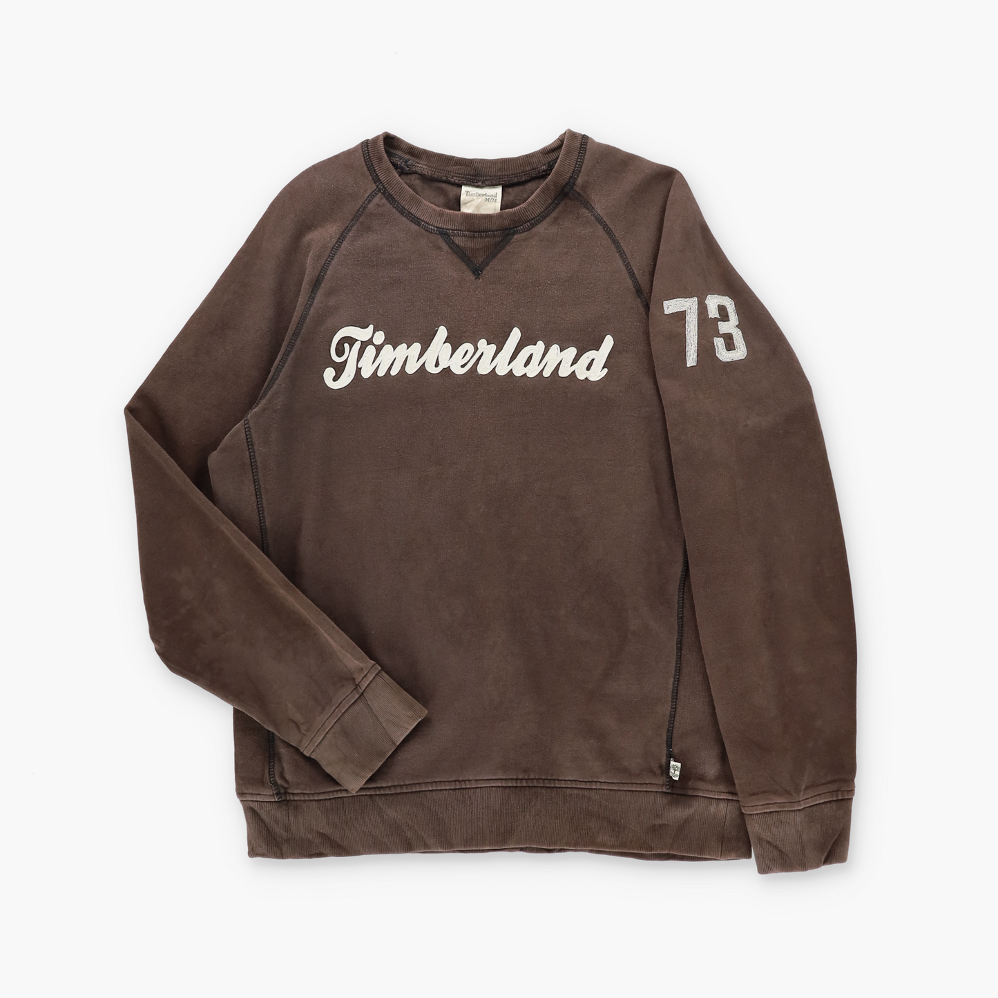 TIMBERLAND Regular Fit Brown & White Embroidered Spell Out Sweatshirt (M)