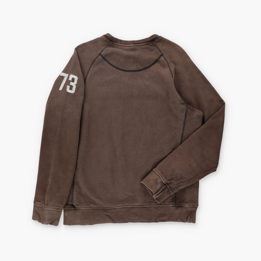 TIMBERLAND Regular Fit Brown & White Embroidered Spell Out Sweatshirt (M)