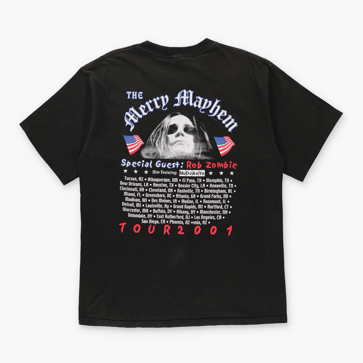 Ozzy Osbourne x Rob Zombie 'The Merry Mayhem' Tour Double Sided Black Tee (XL) Vintage Sole Melbourne