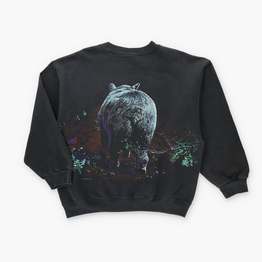 Grizzly Bear Black USA Made Double Sided Animal Sweatshirt (L) Vintage Sole Melbourne